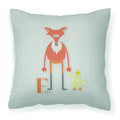 Alphabet F for Fox Decorative Throw Pillow 18x18 Indoor Outdoor Accent Cushion, Fabric Cover with Insert for Sofa, Bed, Porch & Living Room