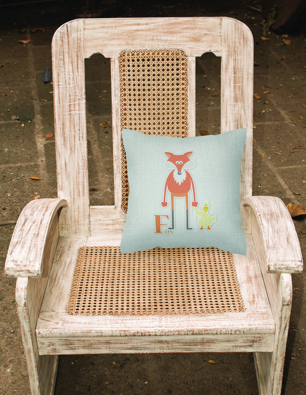 Alphabet F for Fox Decorative Throw Pillow 18x18 Indoor Outdoor Accent Cushion, Fabric Cover with Insert for Sofa, Bed, Porch & Living Room