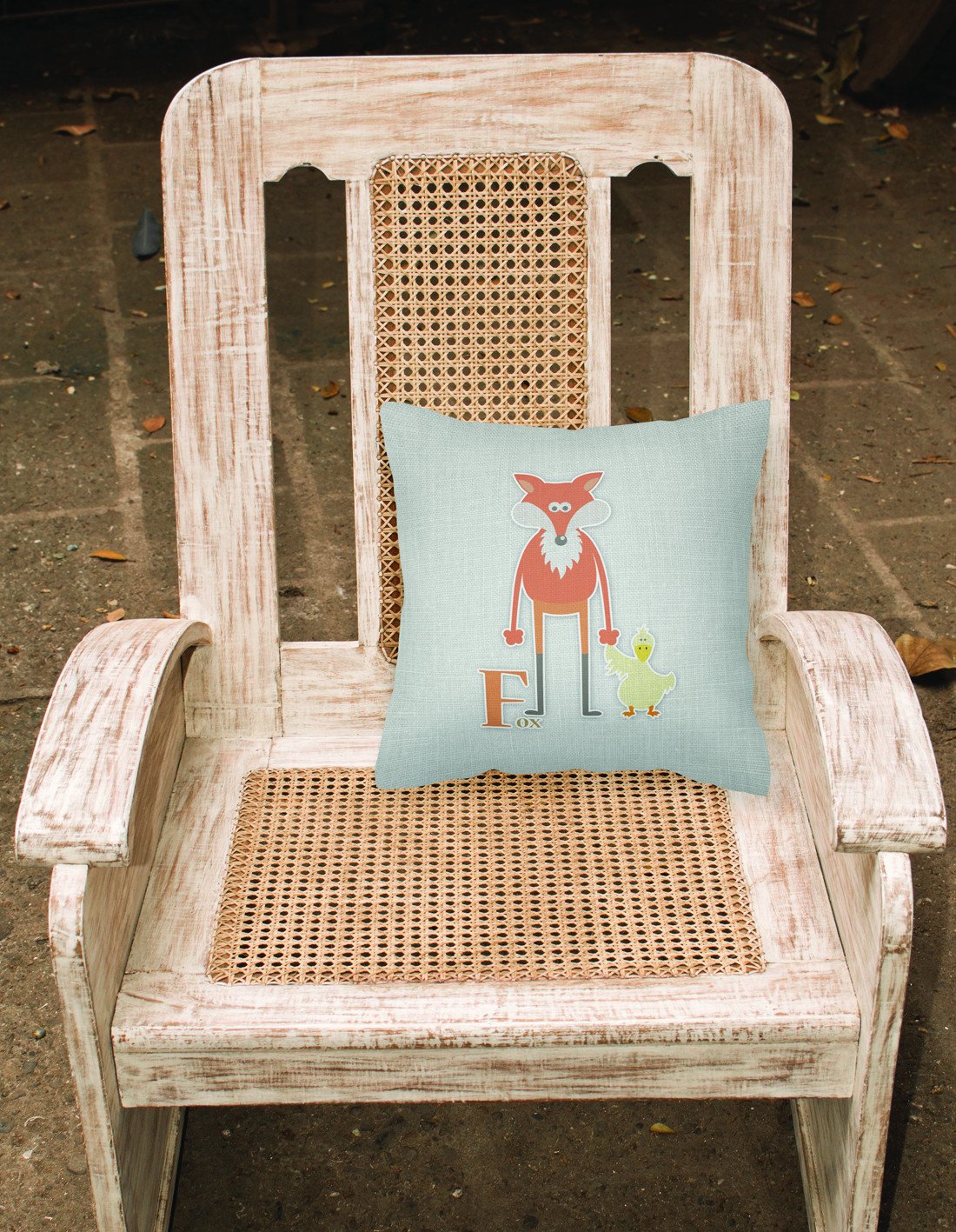 Alphabet F for Fox Decorative Throw Pillow 18x18 Indoor Outdoor Accent Cushion, Fabric Cover with Insert for Sofa, Bed, Porch & Living Room