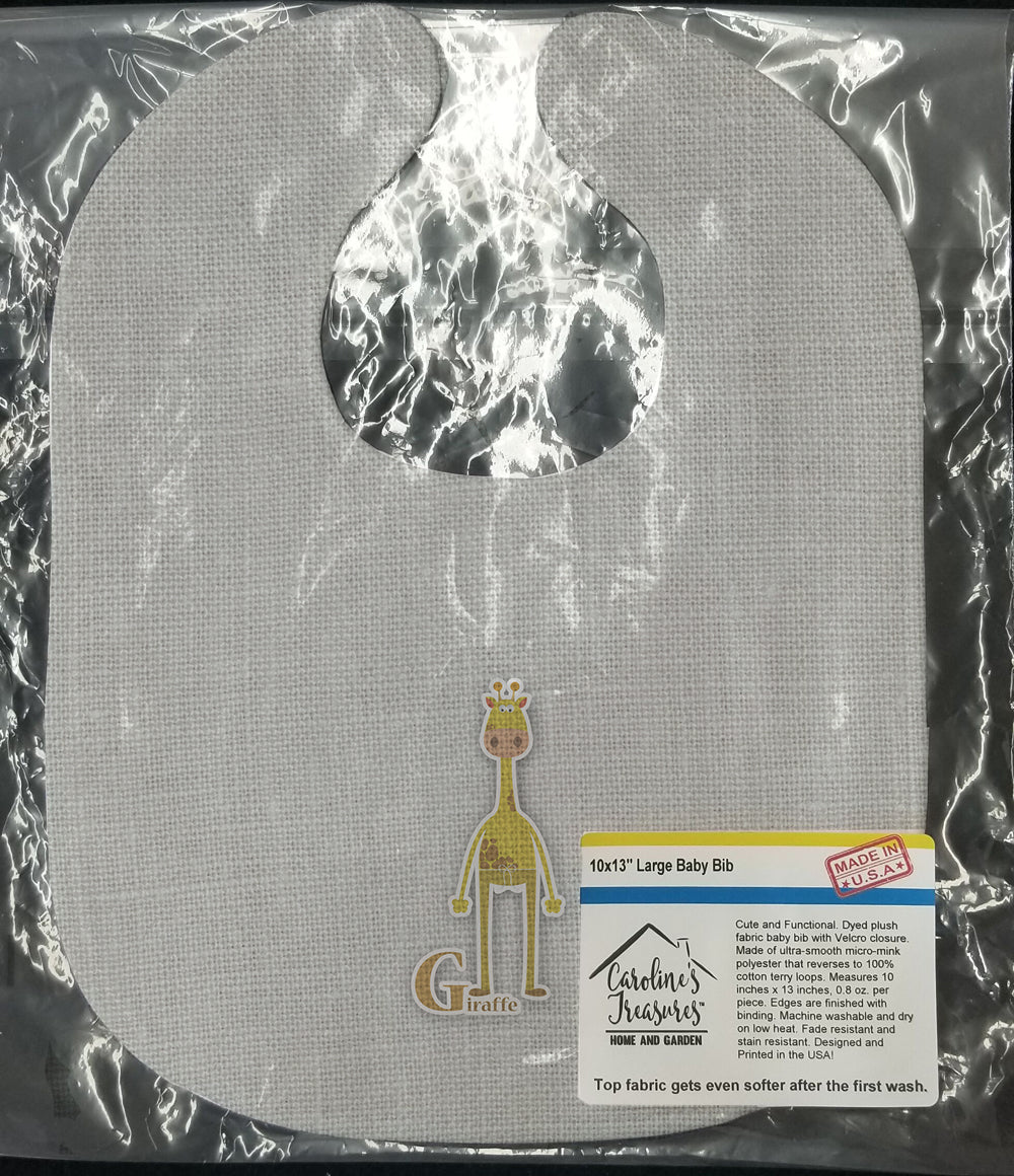 Alphabet G for Giraffe Baby Bib Easy-Clean Baby Bib Baby Feeding Accessory Baby Mealtime Essential, 10 x 13, Multicolor