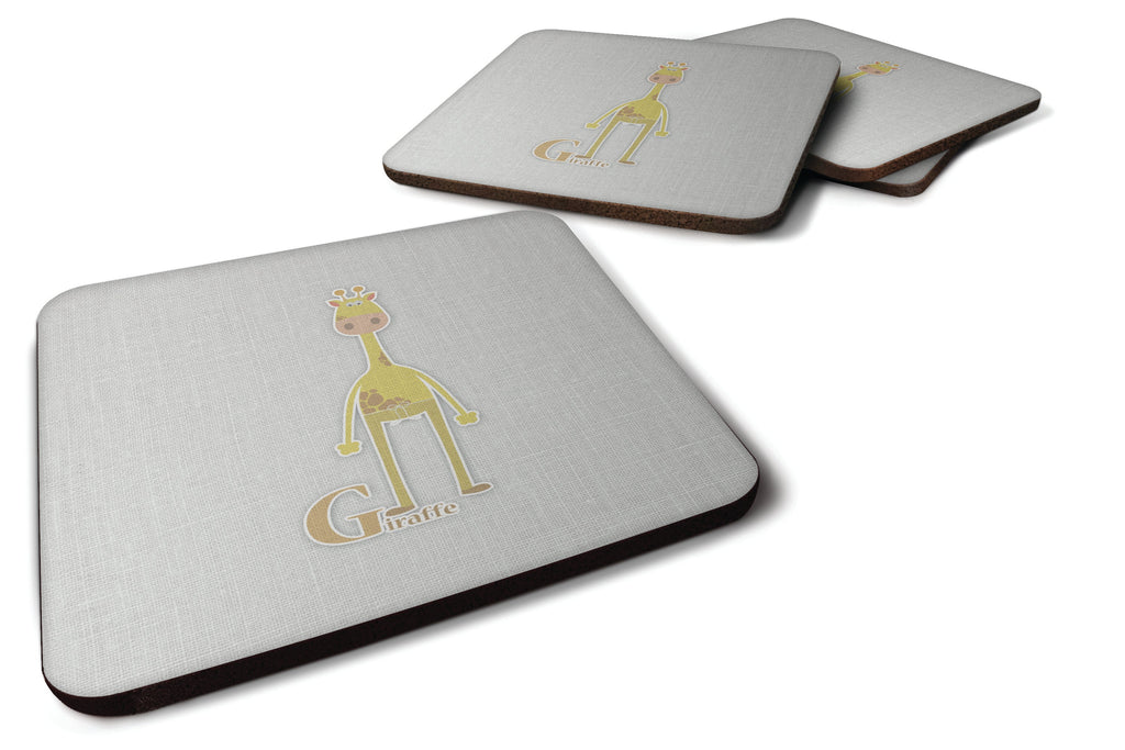 Alphabet G for Giraffe Foam Coasters Set of 4 Cup Coasters for Indoor Outdoor, Tabletop Protection, Anti Slip, Mouse pad Material