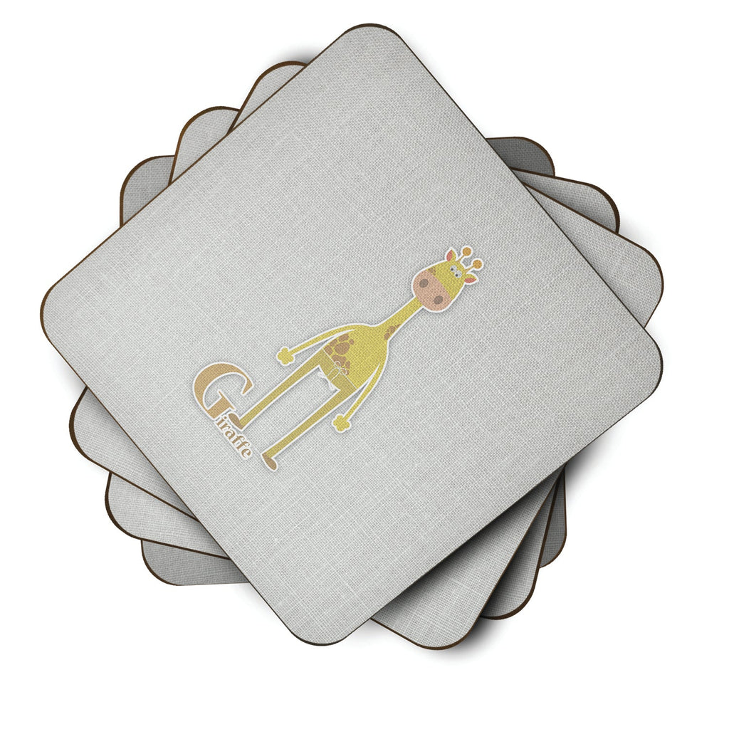 Alphabet G for Giraffe Foam Coasters Set of 4 Cup Coasters for Indoor Outdoor, Tabletop Protection, Anti Slip, Mouse pad Material