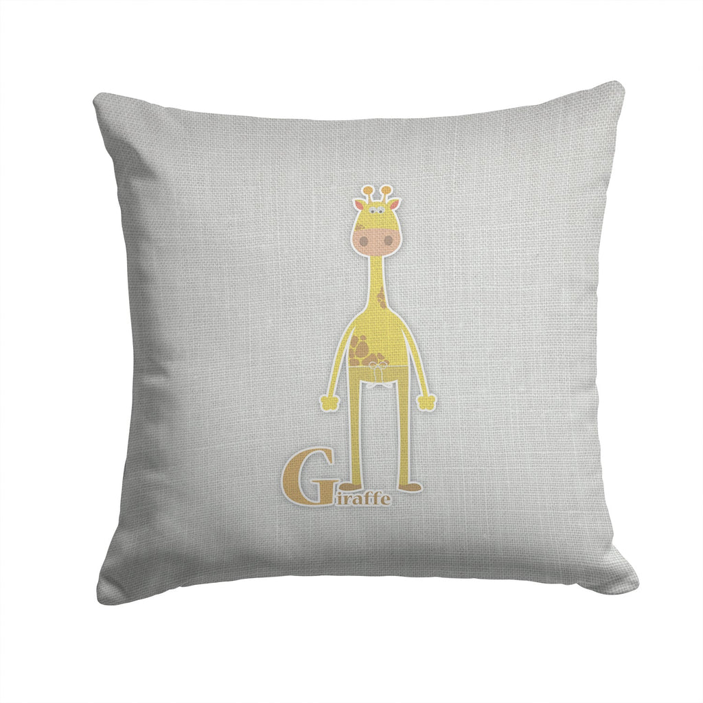 Alphabet G for Giraffe Decorative Throw Pillow 14x14 Indoor Outdoor Accent Cushion, Fabric Cover with Insert for Sofa, Bed, Porch & Living Room
