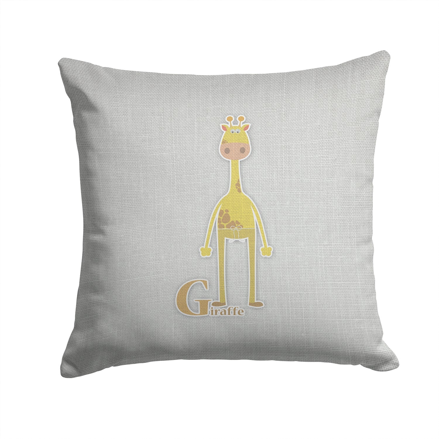 Alphabet G for Giraffe Decorative Throw Pillow 14x14 Indoor Outdoor Accent Cushion, Fabric Cover with Insert for Sofa, Bed, Porch & Living Room