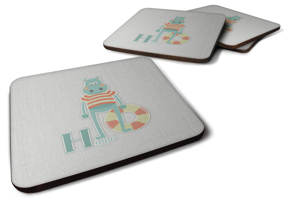 Alphabet H for Hippopotamus Foam Coasters Set of 4 Cup Coasters for Indoor Outdoor, Tabletop Protection, Anti Slip, Mouse pad Material
