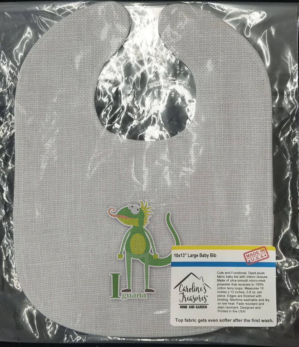 Alphabet I for Iguana Baby Bib Easy-Clean Baby Bib Baby Feeding Accessory Baby Mealtime Essential, 10 x 13, Multicolor