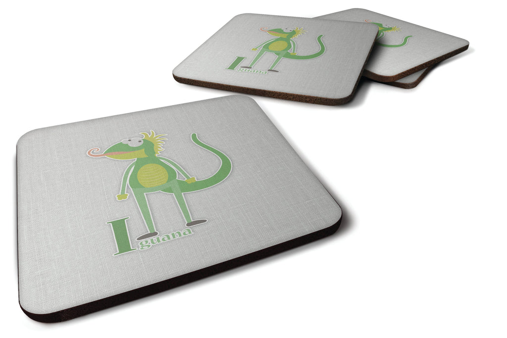 Alphabet I for Iguana Foam Coasters Set of 4 Cup Coasters for Indoor Outdoor, Tabletop Protection, Anti Slip, Mouse pad Material