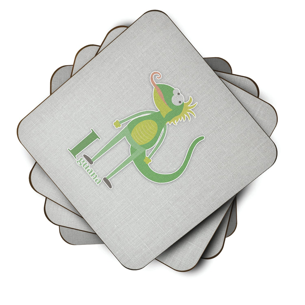 Alphabet I for Iguana Foam Coasters Set of 4 Cup Coasters for Indoor Outdoor, Tabletop Protection, Anti Slip, Mouse pad Material