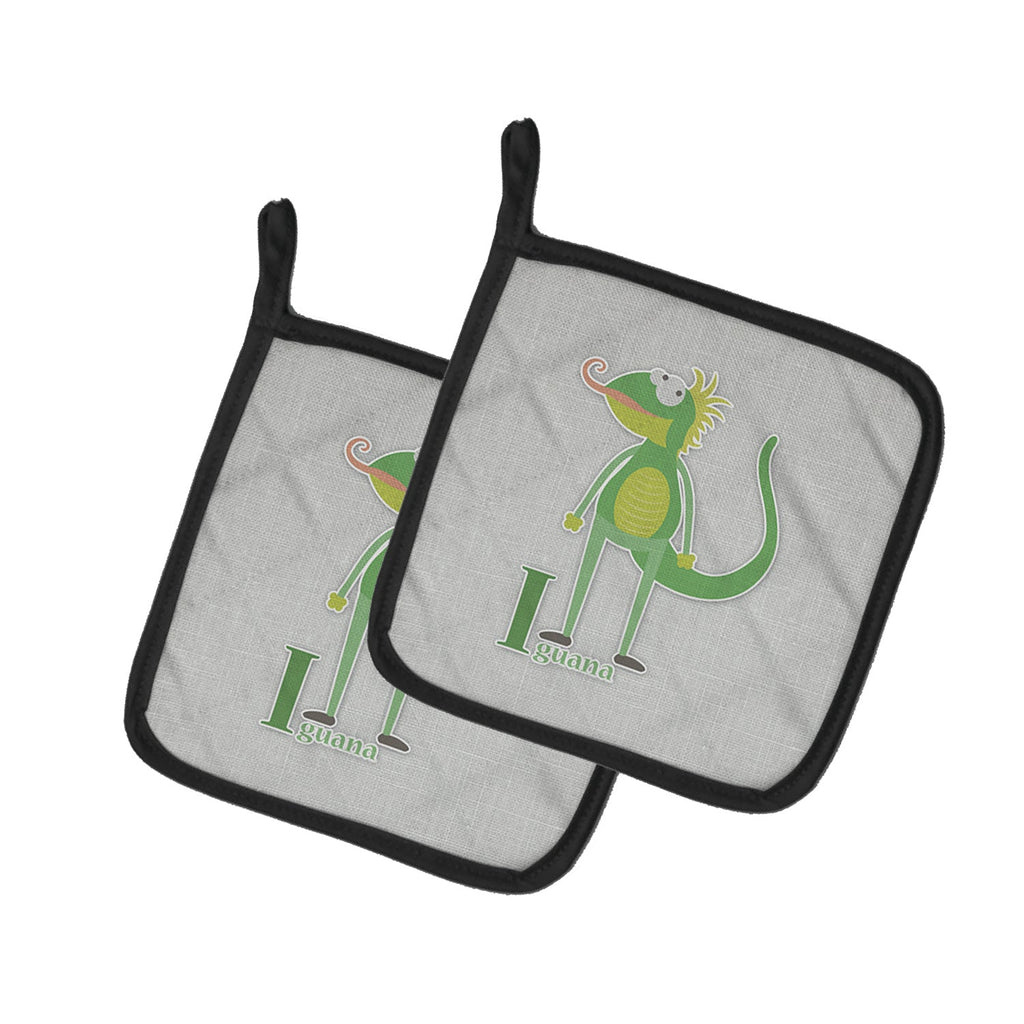 Alphabet I for Iguana Pot Holder Set of 2 Heat Resistant Quilted Hot Pads 7.5 x 7.5 Inch, Insulated Kitchen Trivets for Cooking & Baking
