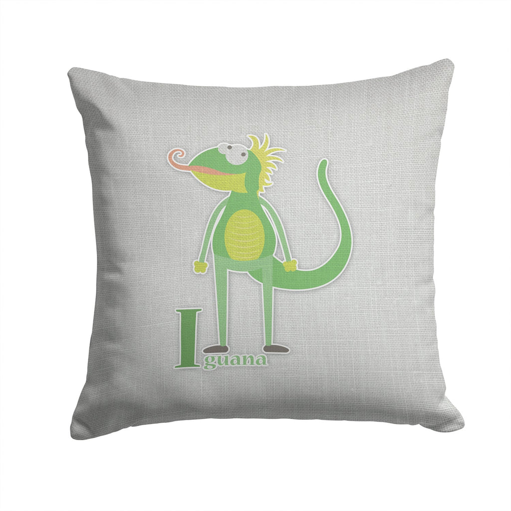 Alphabet I for Iguana Decorative Throw Pillow 14x14 Indoor Outdoor Accent Cushion, Fabric Cover with Insert for Sofa, Bed, Porch & Living Room