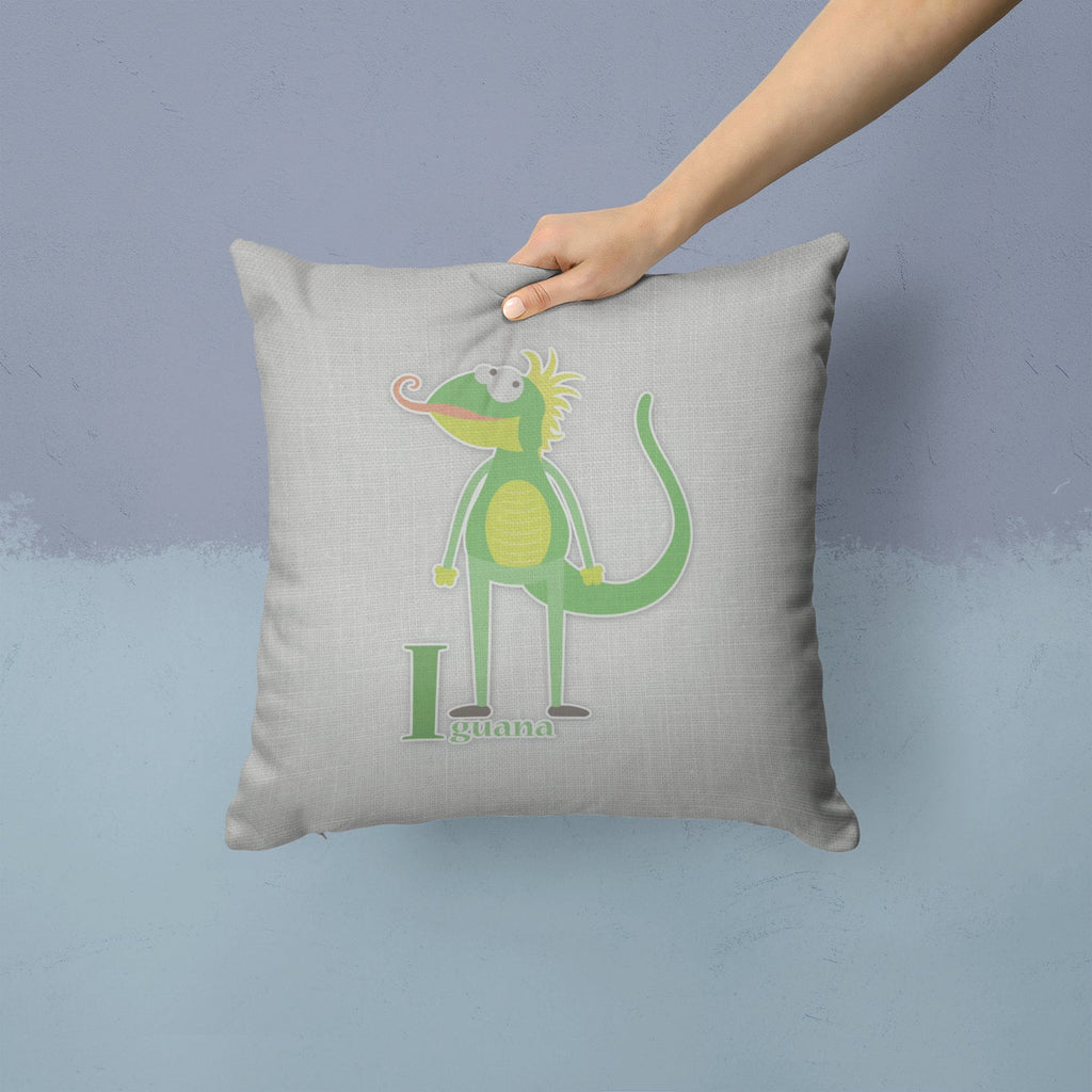 Alphabet I for Iguana Decorative Throw Pillow 14x14 Indoor Outdoor Accent Cushion, Fabric Cover with Insert for Sofa, Bed, Porch & Living Room