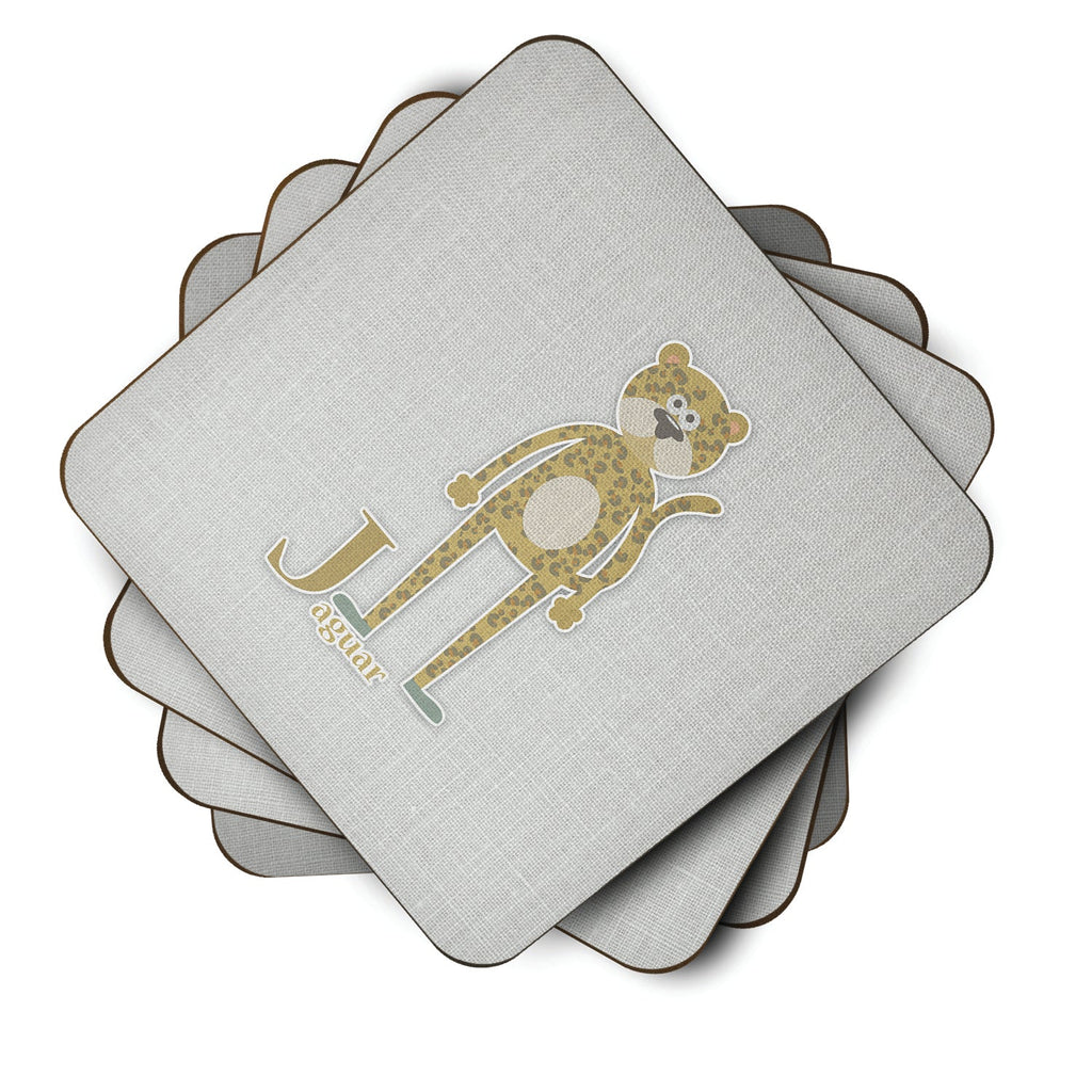 Alphabet J for Jaguar Foam Coasters Set of 4 Cup Coasters for Indoor Outdoor, Tabletop Protection, Anti Slip, Mouse pad Material