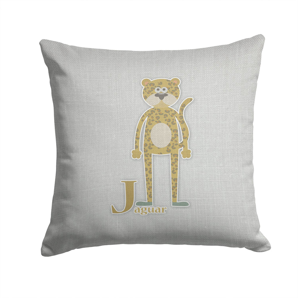 Alphabet J for Jaguar Decorative Throw Pillow 14x14 Indoor Outdoor Accent Cushion, Fabric Cover with Insert for Sofa, Bed, Porch & Living Room
