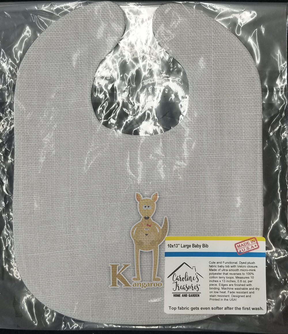 Alphabet K for Kangaroo Baby Bib Easy-Clean Baby Bib Baby Feeding Accessory Baby Mealtime Essential, 10 x 13, Multicolor
