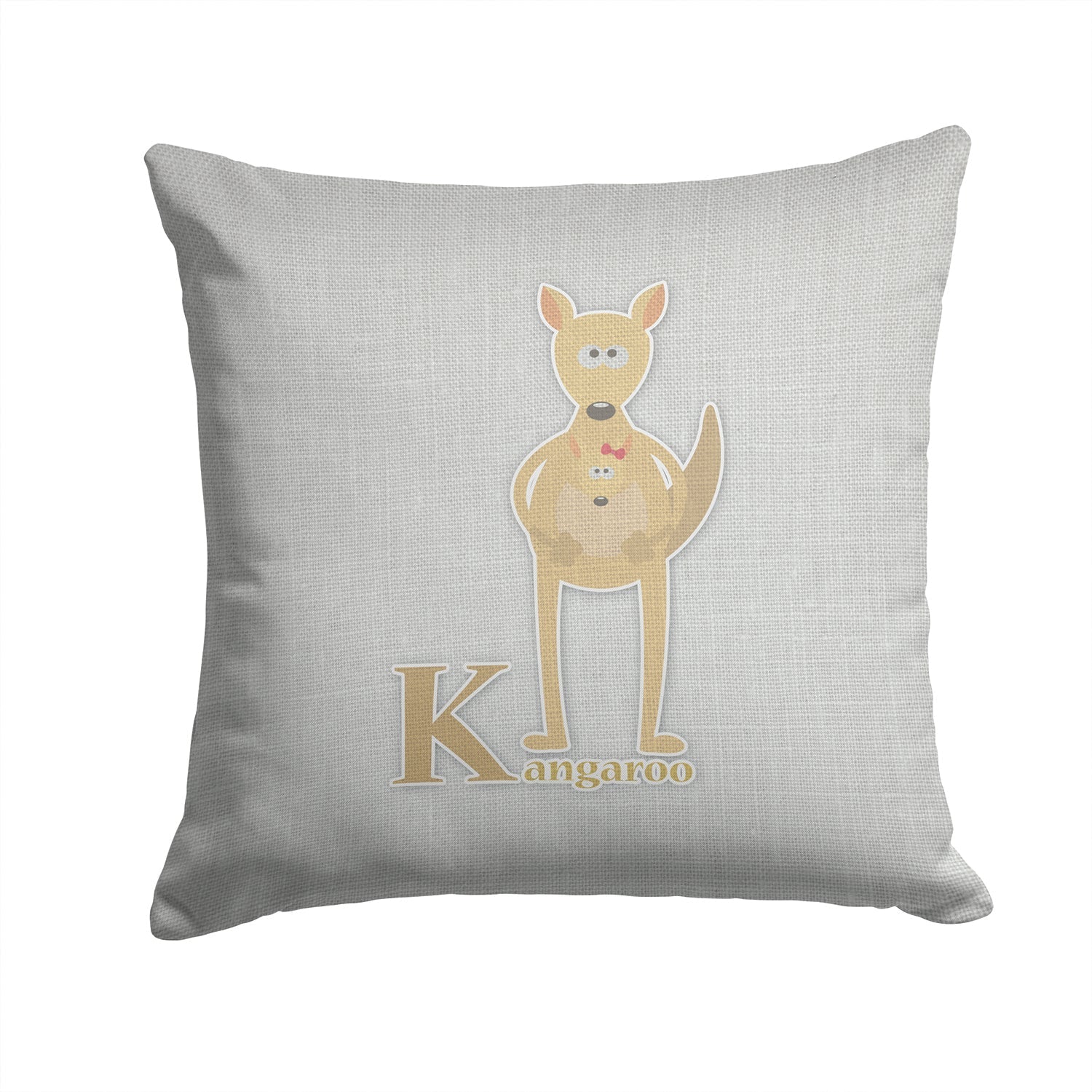Alphabet K for Kangaroo Decorative Throw Pillow 14x14 Indoor Outdoor Accent Cushion, Fabric Cover with Insert for Sofa, Bed, Porch & Living Room
