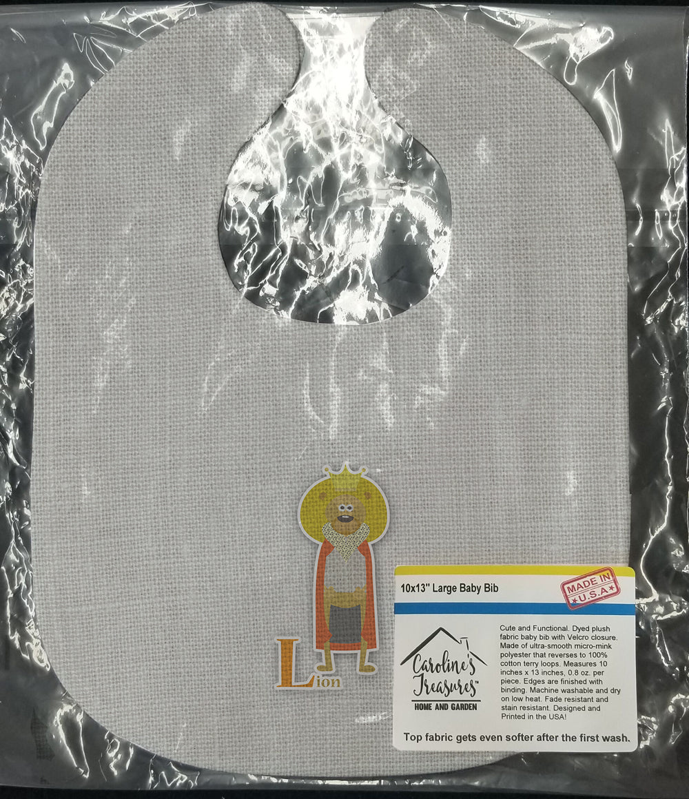 Alphabet L for Lion Baby Bib Easy-Clean Baby Bib Baby Feeding Accessory Baby Mealtime Essential, 10 x 13, Multicolor