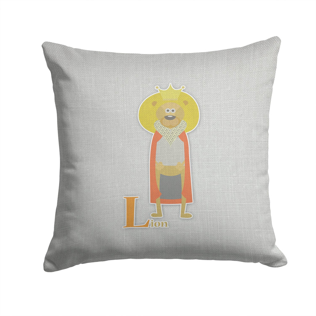 Alphabet L for Lion Decorative Throw Pillow 14x14 Indoor Outdoor Accent Cushion, Fabric Cover with Insert for Sofa, Bed, Porch & Living Room