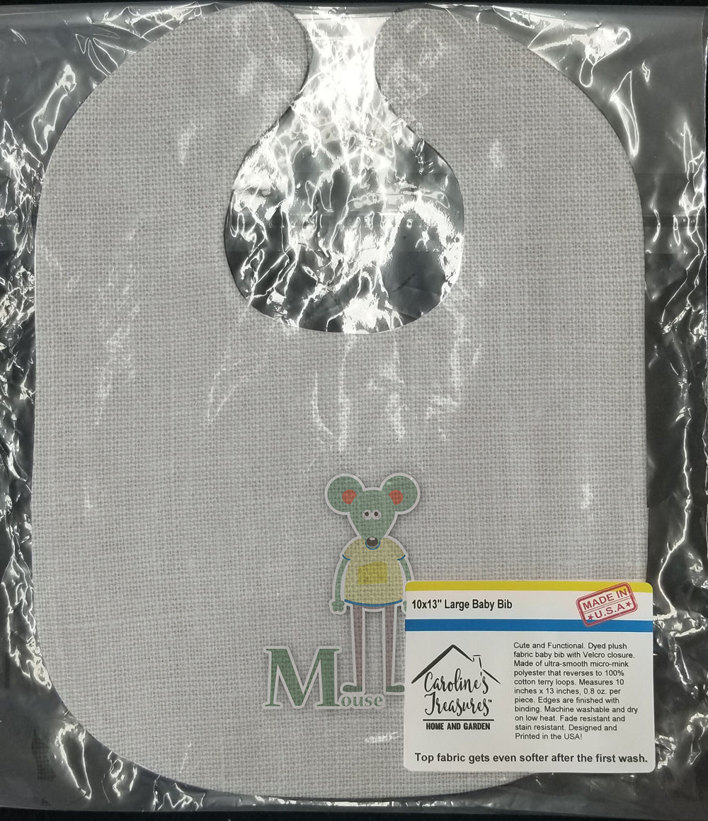 Alphabet M for Mouse Baby Bib Easy-Clean Baby Bib Baby Feeding Accessory Baby Mealtime Essential, 10 x 13, Multicolor