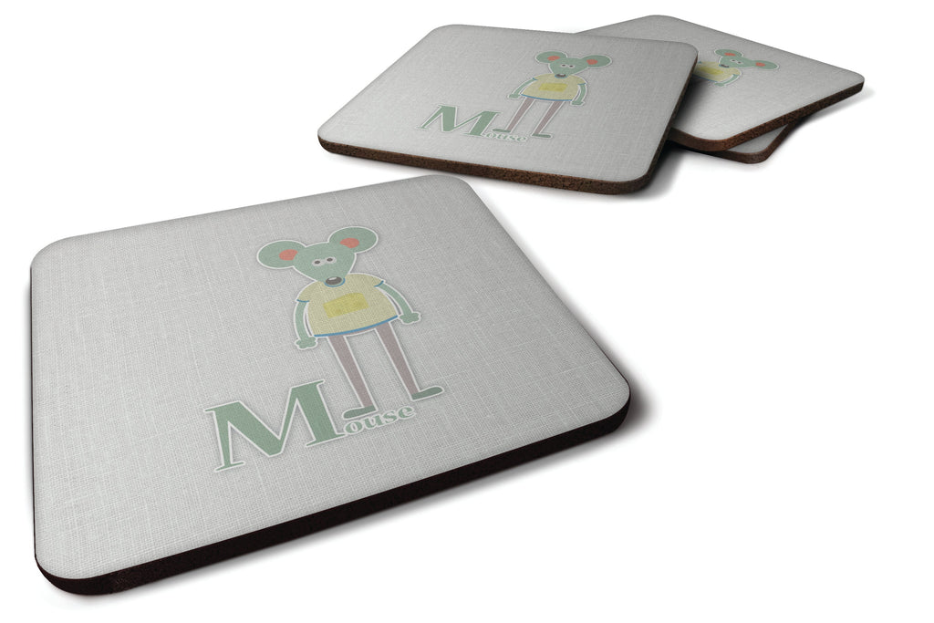 Alphabet M for Mouse Foam Coasters Set of 4 Cup Coasters for Indoor Outdoor, Tabletop Protection, Anti Slip, Mouse pad Material