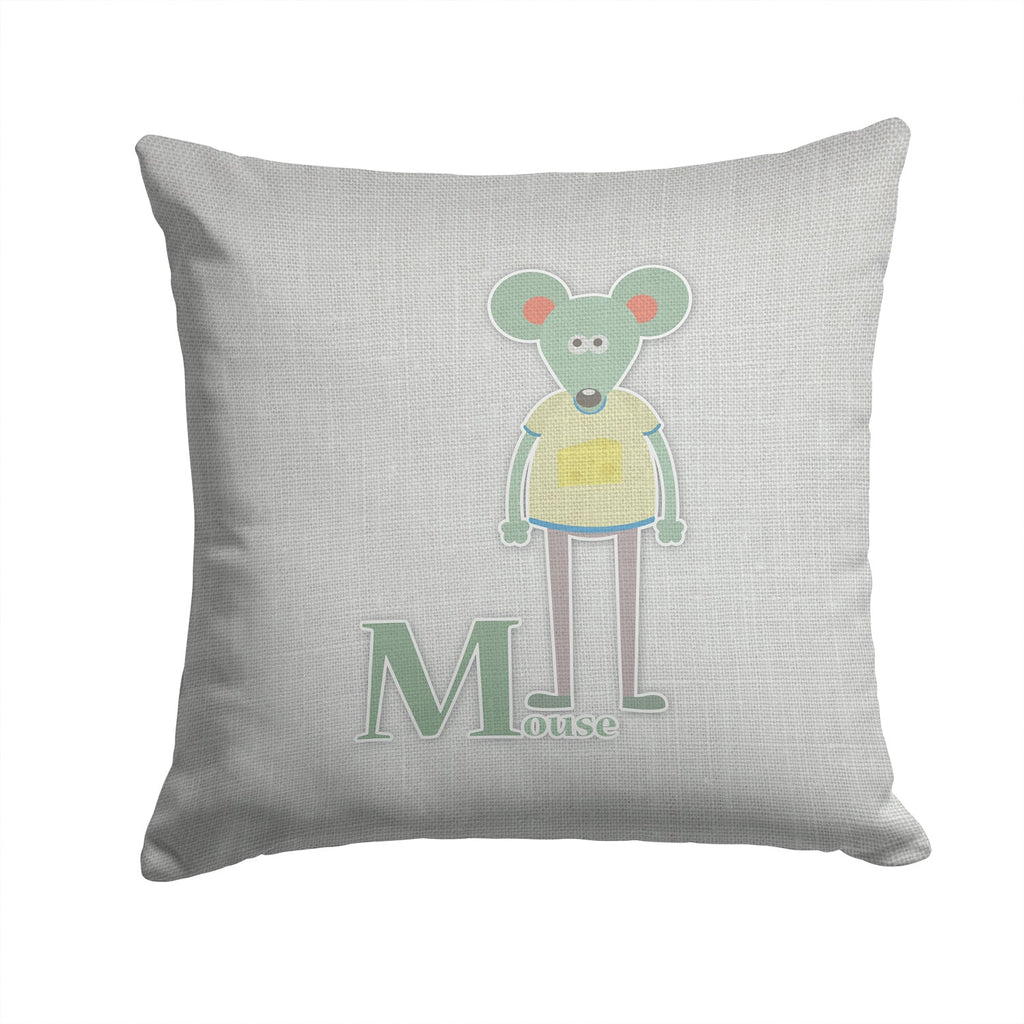 Alphabet M for Mouse Decorative Throw Pillow 14x14 Indoor Outdoor Accent Cushion, Fabric Cover with Insert for Sofa, Bed, Porch & Living Room