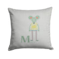 Alphabet M for Mouse Decorative Throw Pillow 14x14 Indoor Outdoor Accent Cushion, Fabric Cover with Insert for Sofa, Bed, Porch & Living Room