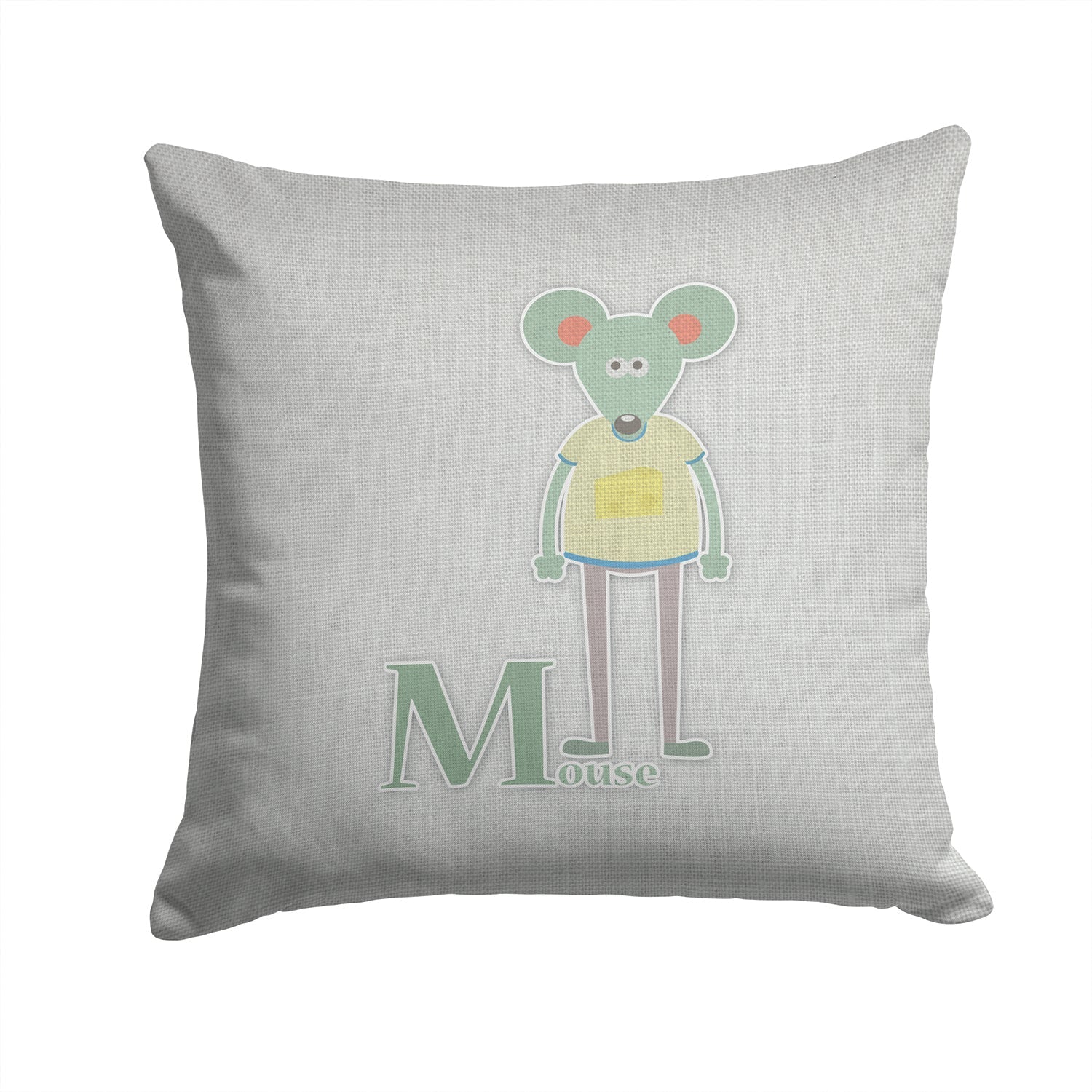 Alphabet M for Mouse Decorative Throw Pillow 14x14 Indoor Outdoor Accent Cushion, Fabric Cover with Insert for Sofa, Bed, Porch & Living Room