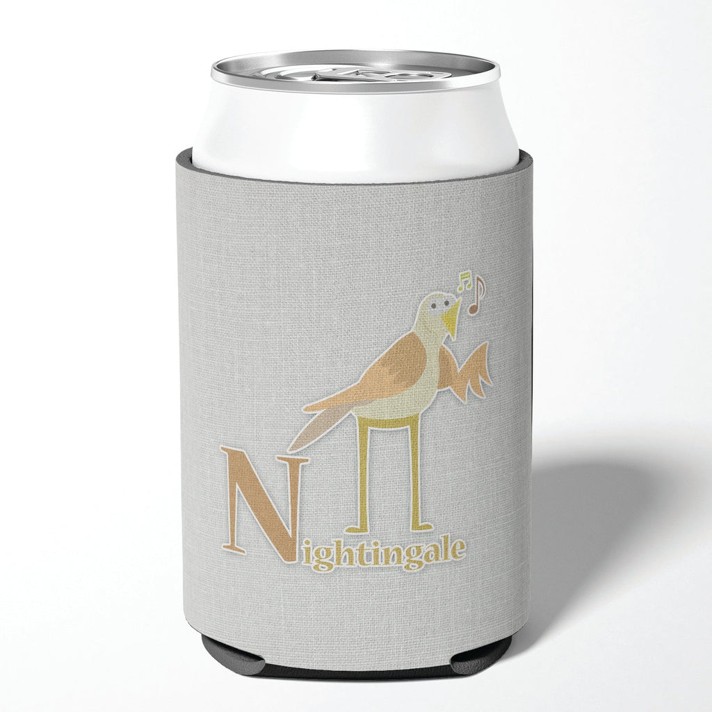 Alphabet N for Nightingale Can or Bottle Hugger Cooler Sleeve for Standard 12 oz Cans, Insulated Foam Beer & Soda Can Hugger Reusable