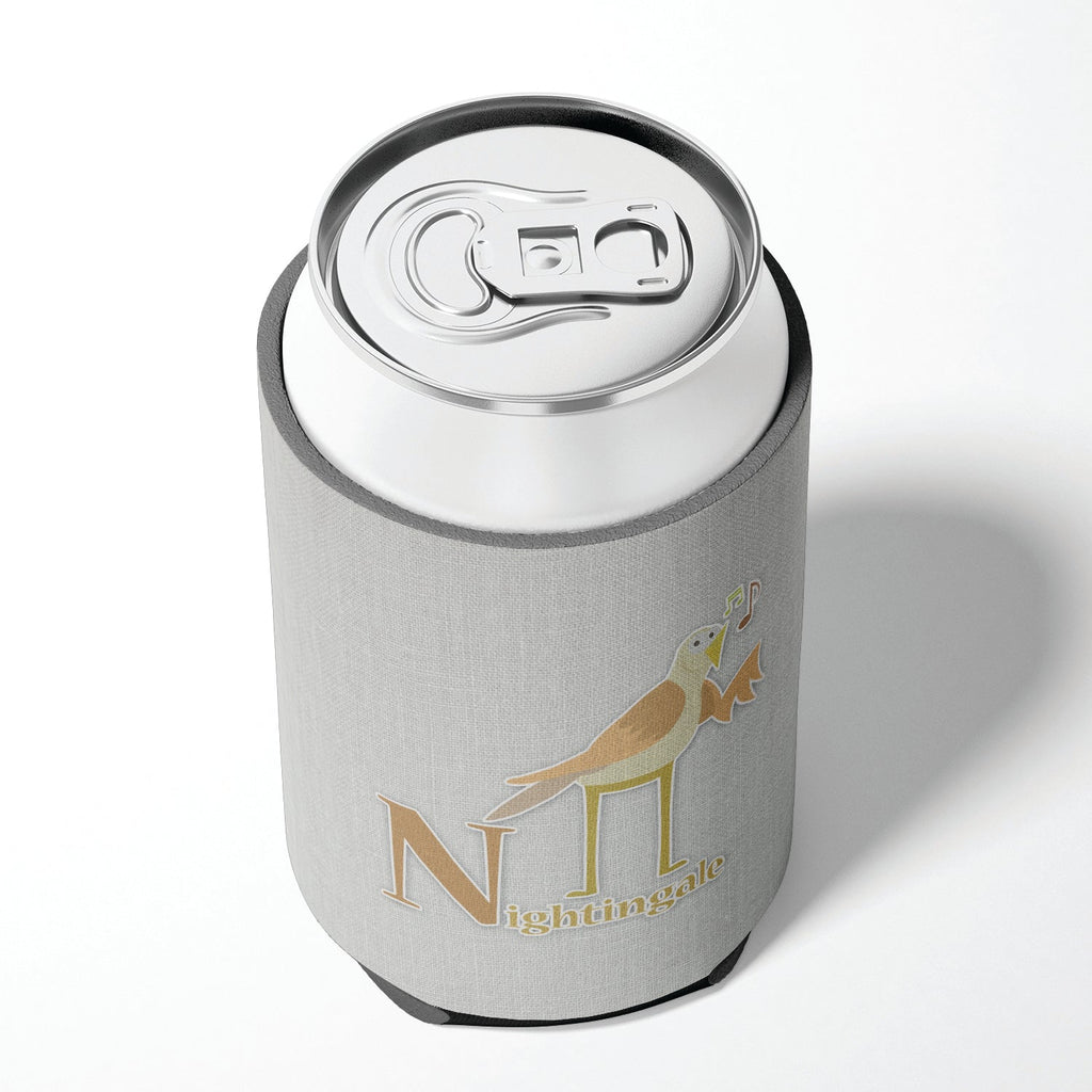 Alphabet N for Nightingale Can or Bottle Hugger Cooler Sleeve for Standard 12 oz Cans, Insulated Foam Beer & Soda Can Hugger Reusable