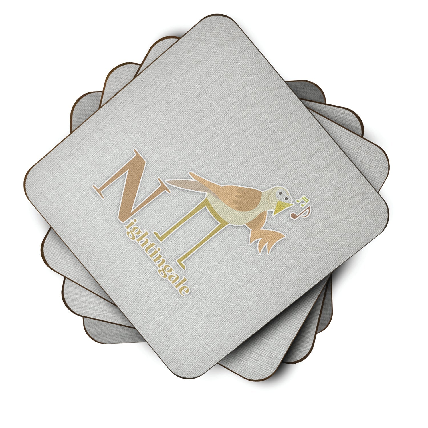 Alphabet N for Nightingale Foam Coasters Set of 4 Cup Coasters for Indoor Outdoor, Tabletop Protection, Anti Slip, Mouse pad Material