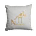 Alphabet N for Nightingale Decorative Throw Pillow 14x14 Indoor Outdoor Accent Cushion, Fabric Cover with Insert for Sofa, Bed, Porch & Living Room