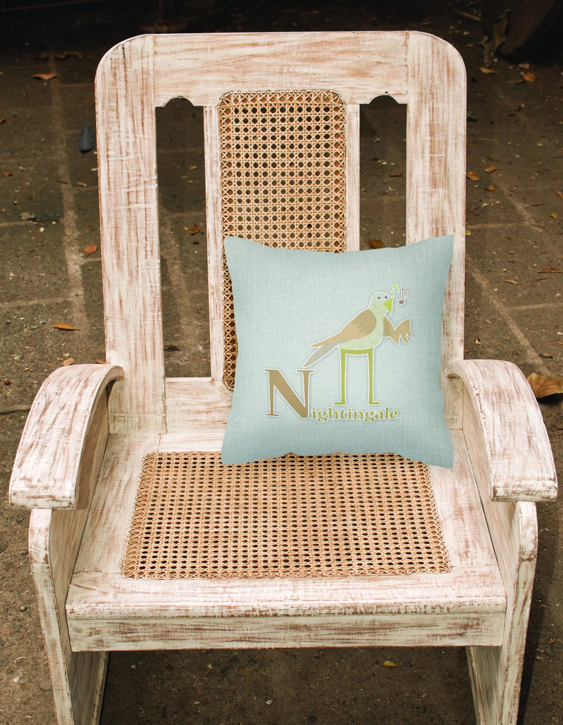 Alphabet N for Nightingale Decorative Throw Pillow 18x18 Indoor Outdoor Accent Cushion, Fabric Cover with Insert for Sofa, Bed, Porch & Living Room