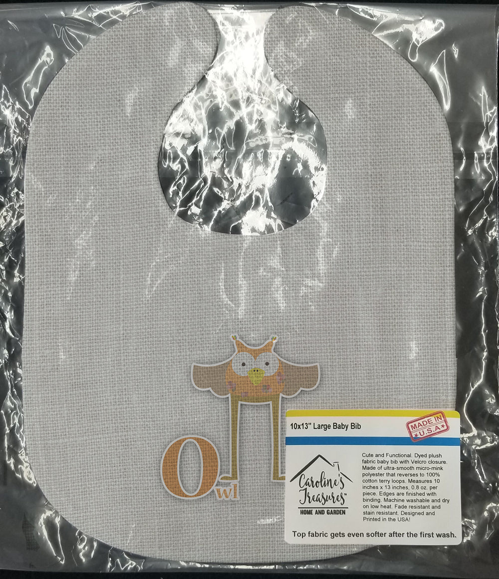 Alphabet O for Owl Baby Bib Easy-Clean Baby Bib Baby Feeding Accessory Baby Mealtime Essential, 10 x 13, Multicolor