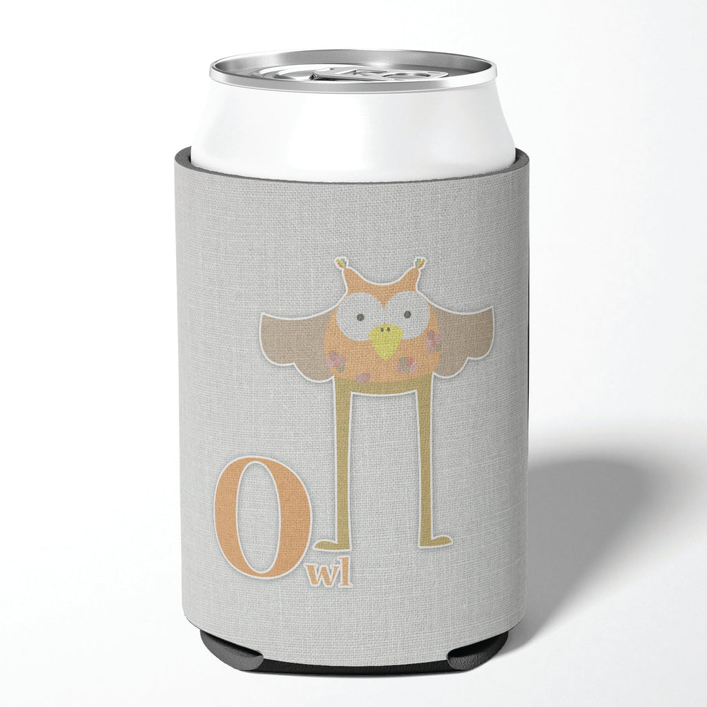 Alphabet O for Owl Can or Bottle Hugger Cooler Sleeve for Standard 12 oz Cans, Insulated Foam Beer & Soda Can Hugger Reusable