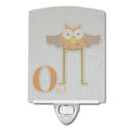 Alphabet O for Owl Ceramic Night Light Compact, UL-Certified, Ideal for Bedroom, Bathroom, Nursery, Hallway, Kitchen, 6x4x3, Multicolor