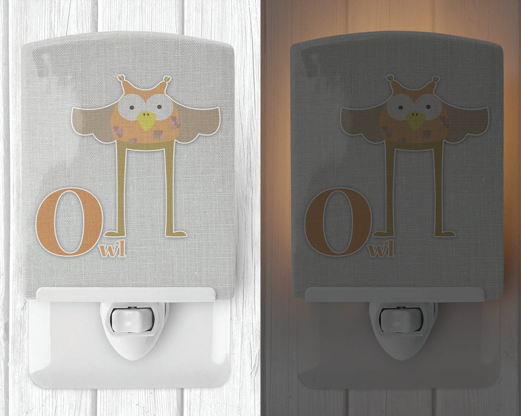 Alphabet O for Owl Ceramic Night Light Compact, UL-Certified, Ideal for Bedroom, Bathroom, Nursery, Hallway, Kitchen, 6x4x3, Multicolor