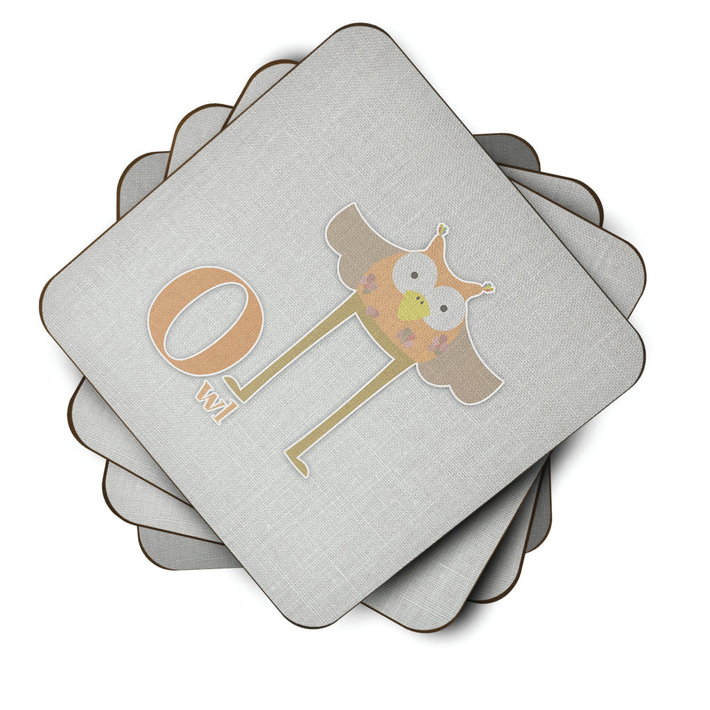 Alphabet O for Owl Foam Coasters Set of 4 Cup Coasters for Indoor Outdoor, Tabletop Protection, Anti Slip, Mouse pad Material