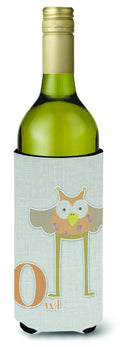 Alphabet O for Owl Wine Bottle Hugger Gift Sleeve for Standard 750 ml Bottles, Insulated Reusable Also Fits Mini Shot & Pint Bottles