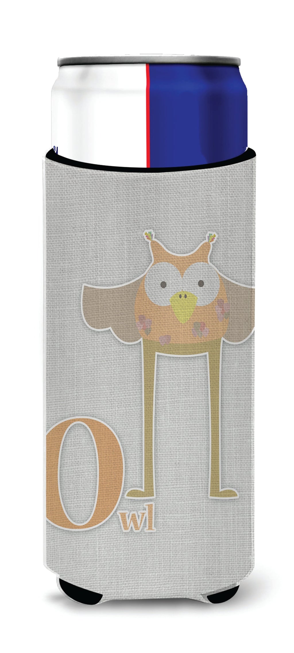 Alphabet O for Owl Slim Can Hugger , Insulated Foam Hugger for 12 oz Slim Cans, Beer Bottles & Water Bottles, Printed in USA