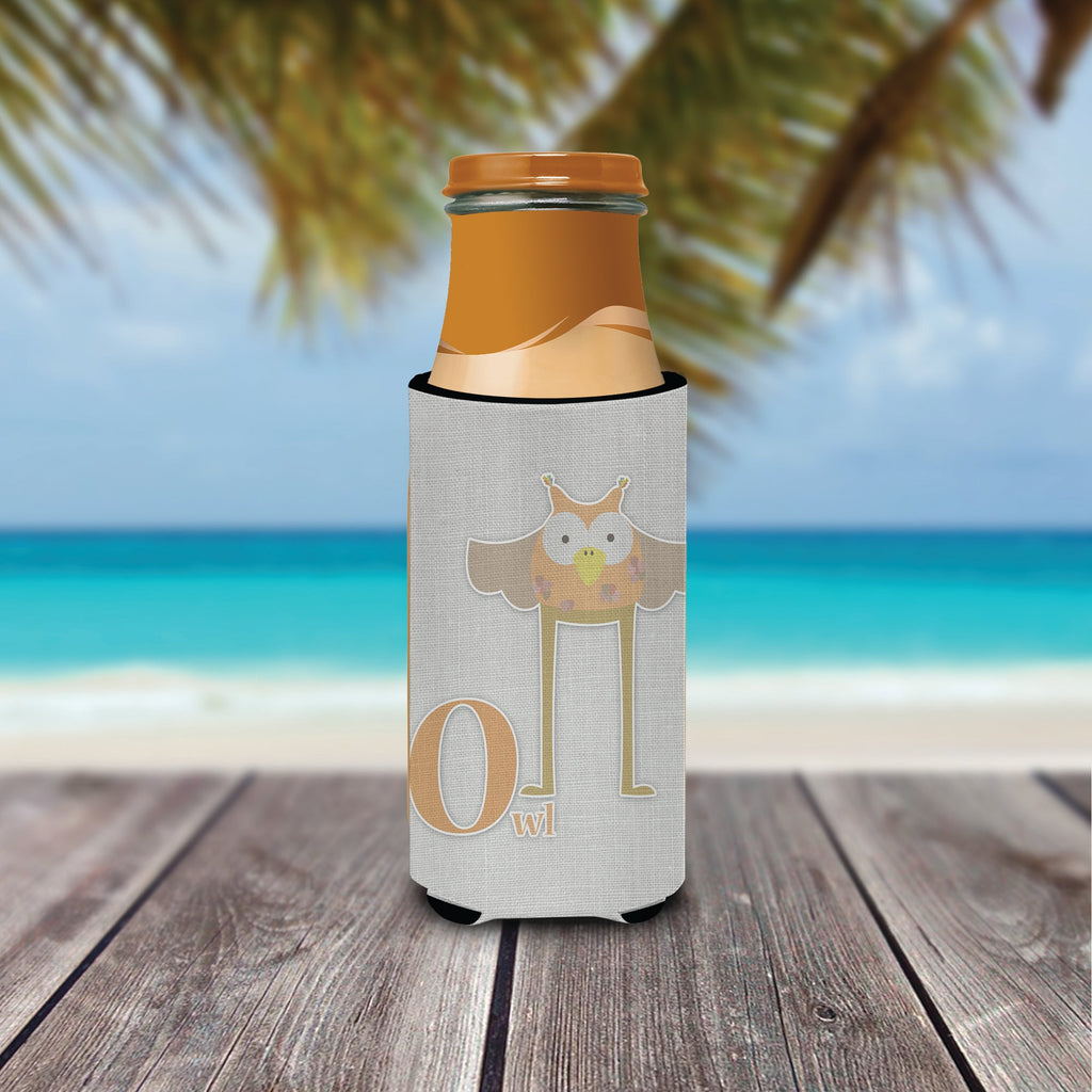 Alphabet O for Owl Slim Can Hugger , Insulated Foam Hugger for 12 oz Slim Cans, Beer Bottles & Water Bottles, Printed in USA