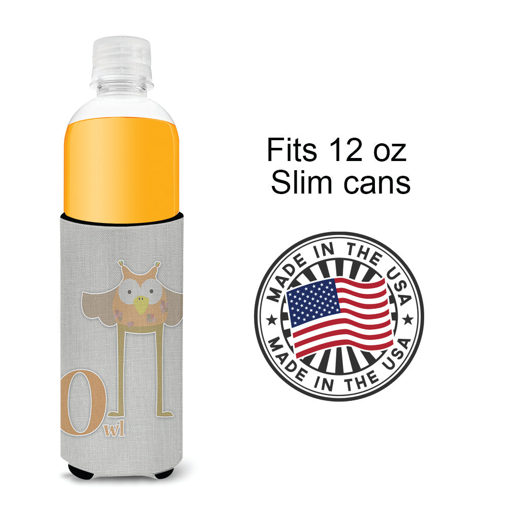 Alphabet O for Owl Slim Can Hugger , Insulated Foam Hugger for 12 oz Slim Cans, Beer Bottles & Water Bottles, Printed in USA
