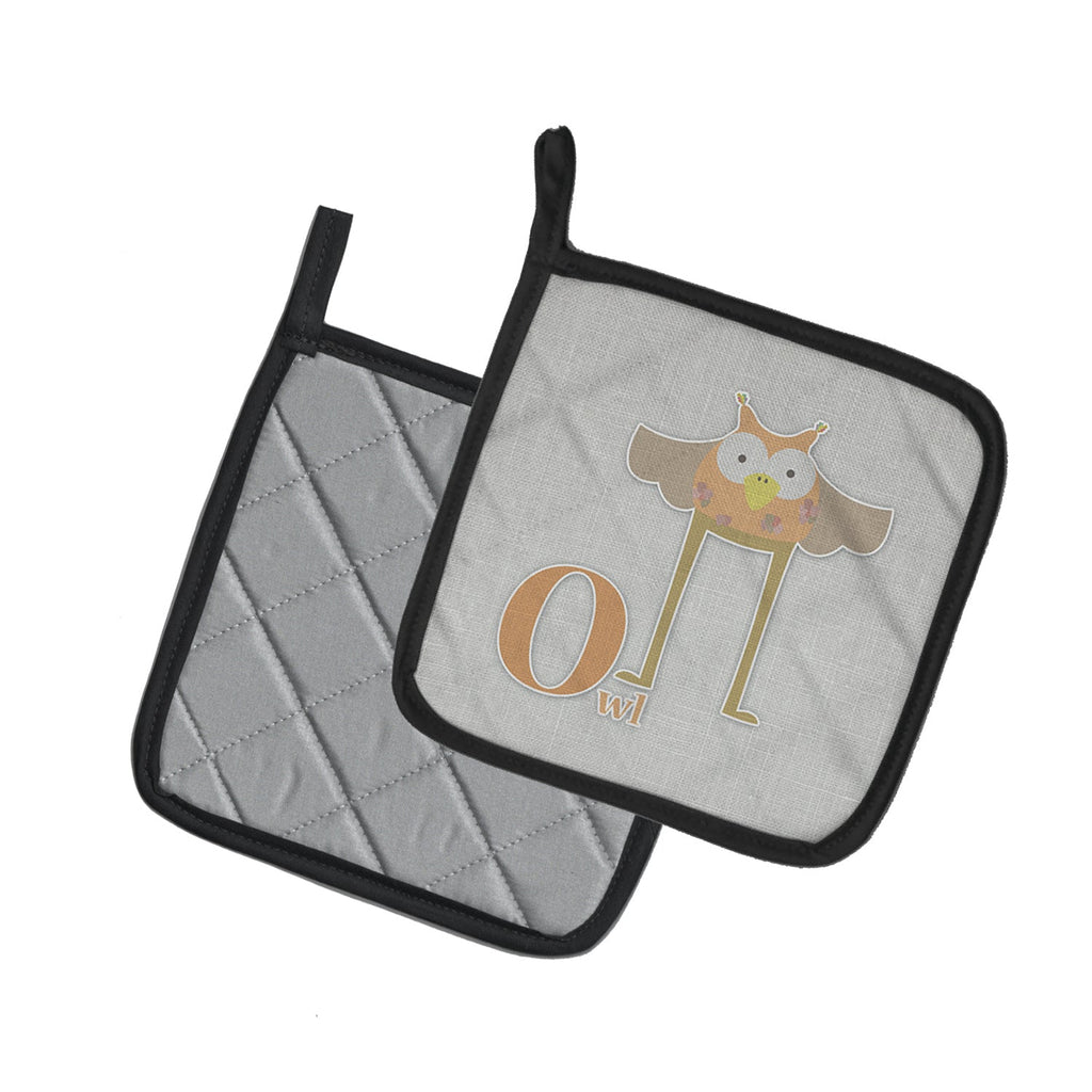 Alphabet O for Owl Pot Holder Set of 2 Heat Resistant Quilted Hot Pads 7.5 x 7.5 Inch, Insulated Kitchen Trivets for Cooking & Baking