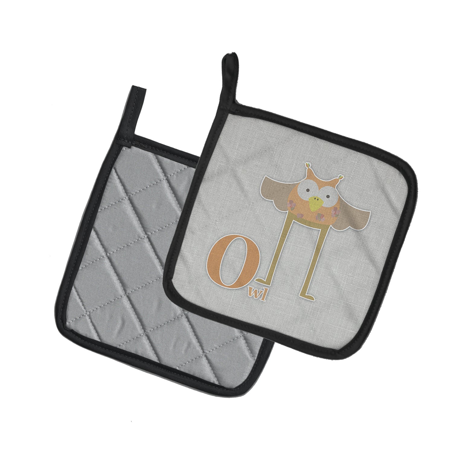 Alphabet O for Owl Pot Holder Set of 2 Heat Resistant Quilted Hot Pads 7.5 x 7.5 Inch, Insulated Kitchen Trivets for Cooking & Baking