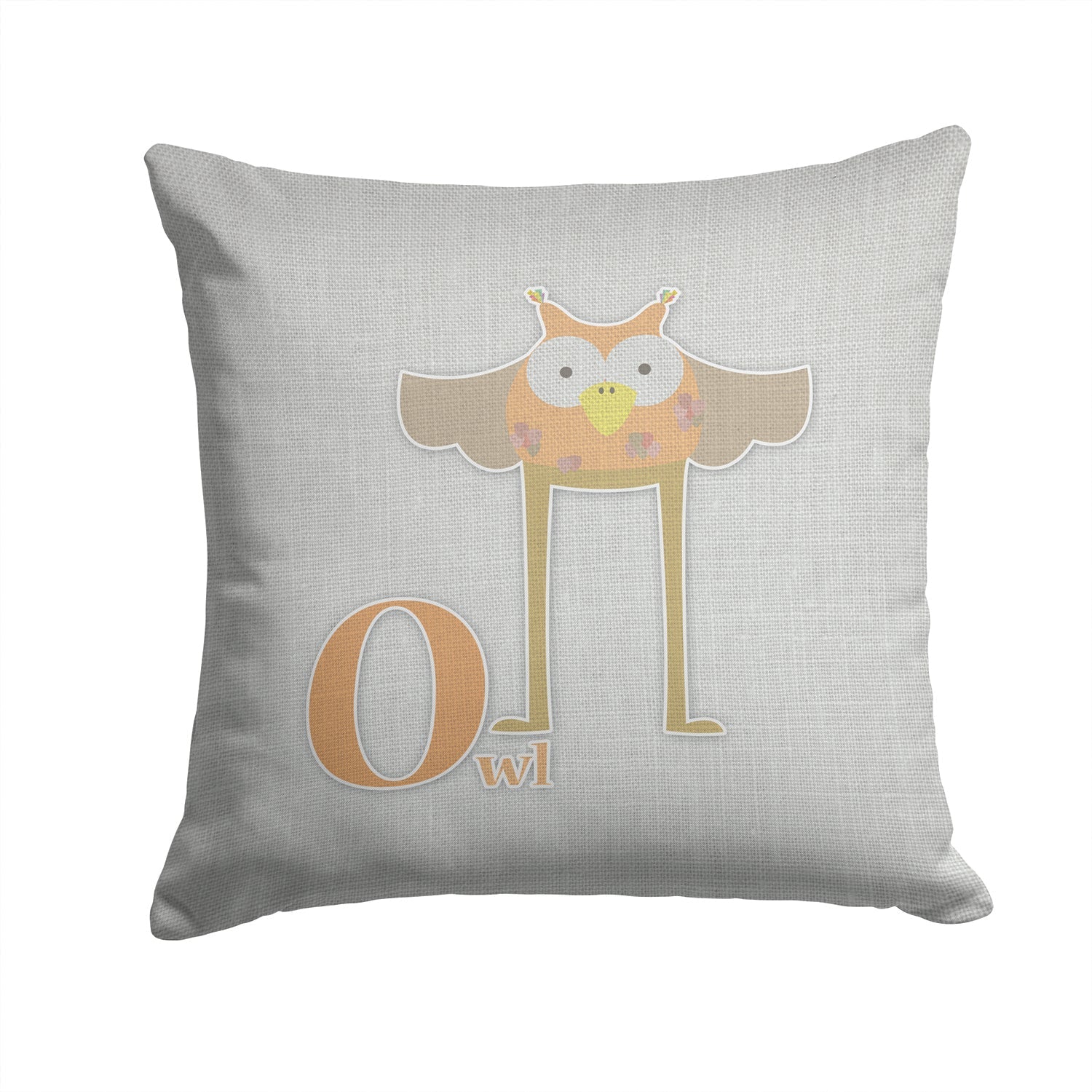 Alphabet O for Owl Decorative Throw Pillow 14x14 Indoor Outdoor Accent Cushion, Fabric Cover with Insert for Sofa, Bed, Porch & Living Room