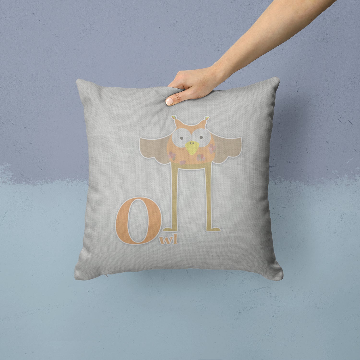 Alphabet O for Owl Decorative Throw Pillow 14x14 Indoor Outdoor Accent Cushion, Fabric Cover with Insert for Sofa, Bed, Porch & Living Room