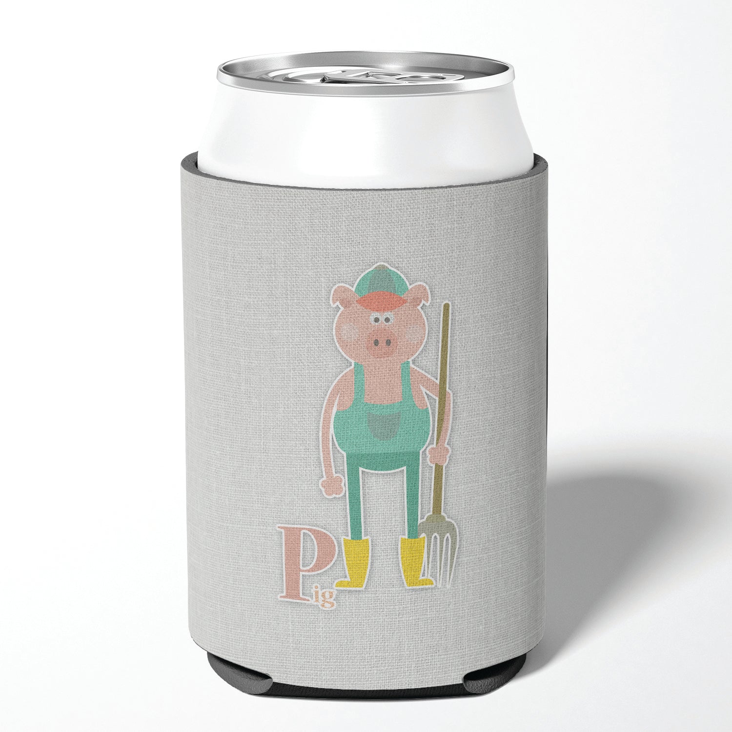 Alphabet P for Pig Can or Bottle Hugger Cooler Sleeve for Standard 12 oz Cans, Insulated Foam Beer & Soda Can Hugger Reusable