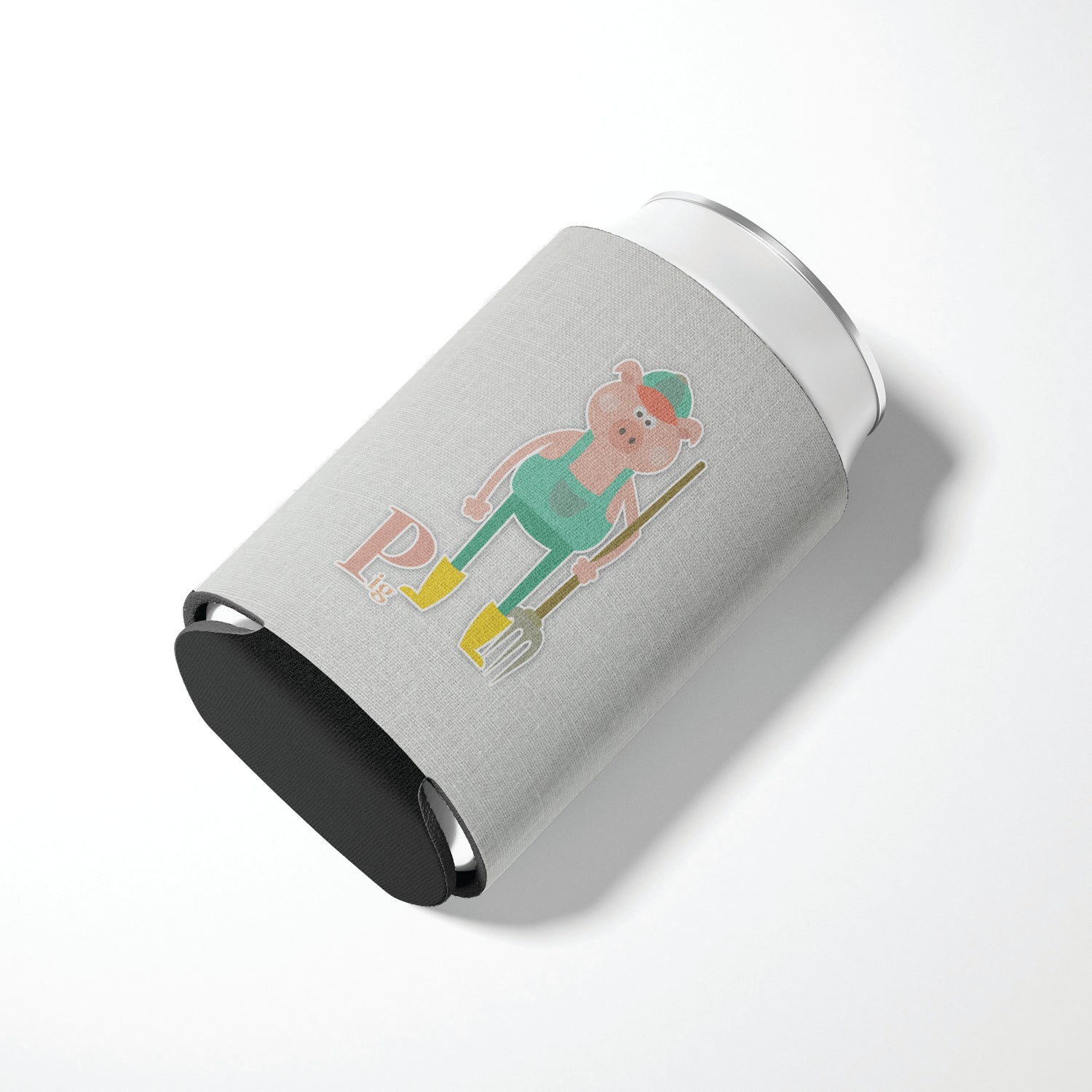 Alphabet P for Pig Can or Bottle Hugger Cooler Sleeve for Standard 12 oz Cans, Insulated Foam Beer & Soda Can Hugger Reusable