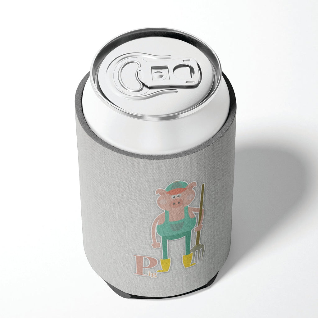 Alphabet P for Pig Can or Bottle Hugger Cooler Sleeve for Standard 12 oz Cans, Insulated Foam Beer & Soda Can Hugger Reusable
