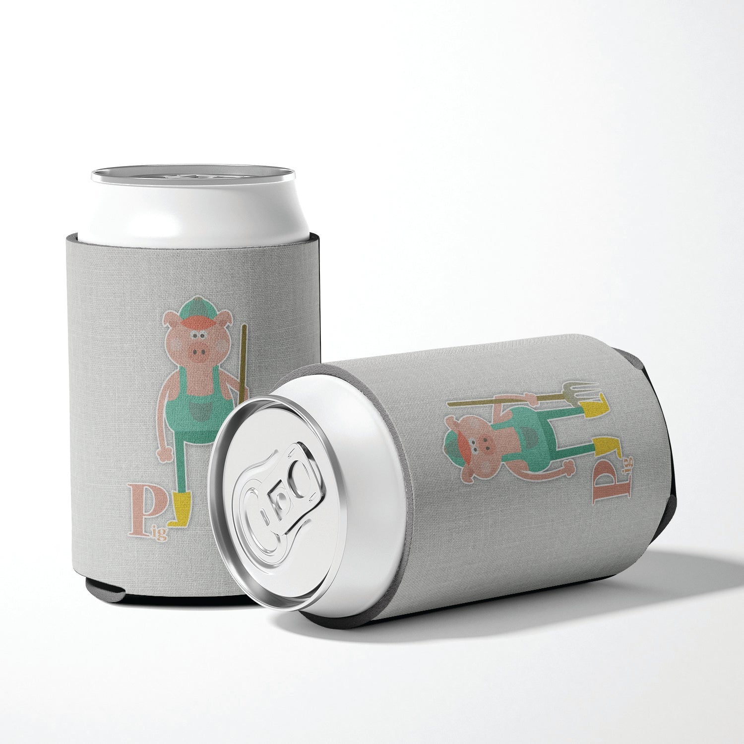 Alphabet P for Pig Can or Bottle Hugger Cooler Sleeve for Standard 12 oz Cans, Insulated Foam Beer & Soda Can Hugger Reusable