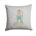 Alphabet P for Pig Decorative Throw Pillow 14x14 Indoor Outdoor Accent Cushion, Fabric Cover with Insert for Sofa, Bed, Porch & Living Room