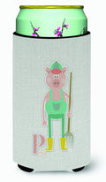 Alphabet P for Pig Tall Boy Hugger Can Cooler Sleeve Machine Washable Drink Collapsible Insulator Beverage Insulated Holder